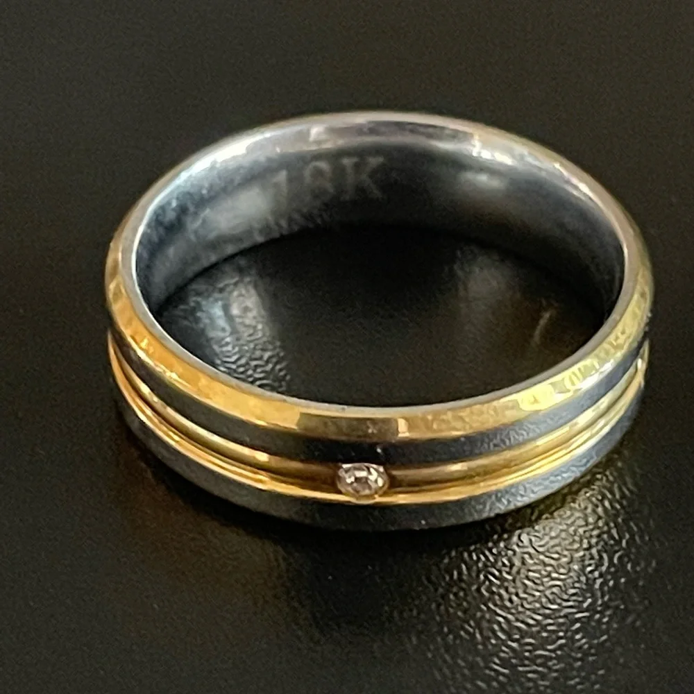 18k gold silver titanium ring size 9 - Picture 2 of 10